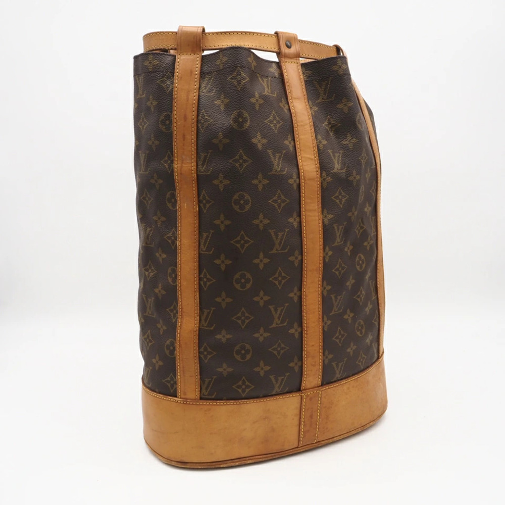 Louis Vuitton Monogram Randonee Canvas Leather Shoulder Bag Beige Brown